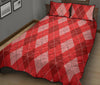 Argyle Red Pattern Print Bed Set Quilt-grizzshop