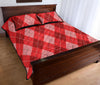 Argyle Red Pattern Print Bed Set Quilt-grizzshop