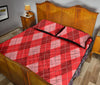 Argyle Red Pattern Print Bed Set Quilt-grizzshop