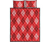 Argyle Red Pattern Print Bed Set Quilt-grizzshop