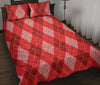 Argyle Red Pattern Print Bed Set Quilt-grizzshop