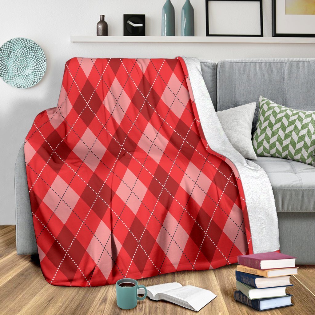 Argyle Red Pattern Print Blanket-grizzshop