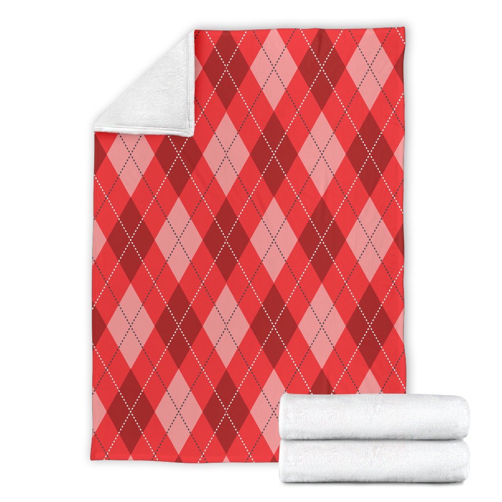 Argyle Red Pattern Print Blanket-grizzshop