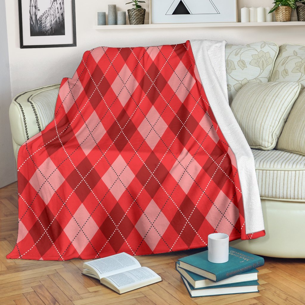 Argyle Red Pattern Print Blanket-grizzshop