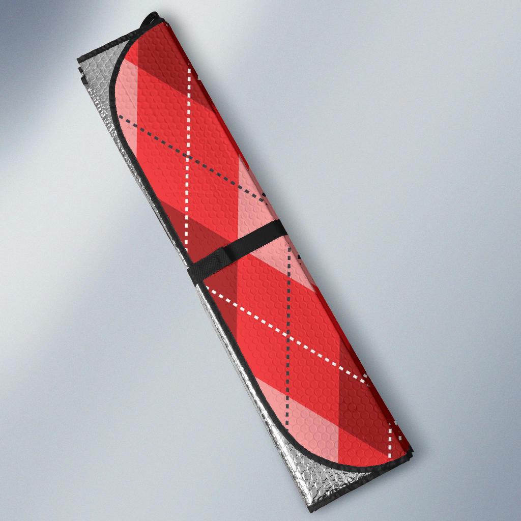 Argyle Red Pattern Print Car Sun Shade-grizzshop