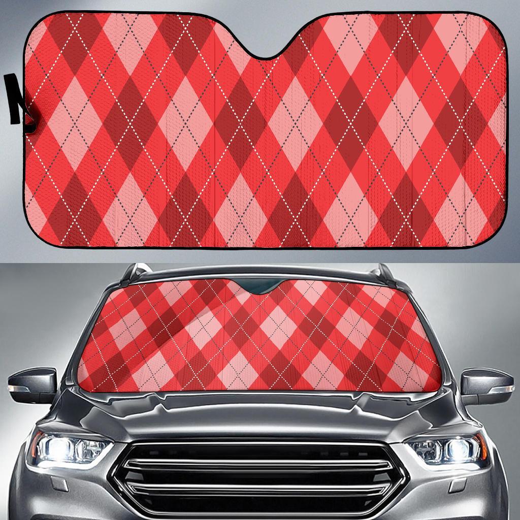 Argyle Red Pattern Print Car Sun Shade-grizzshop