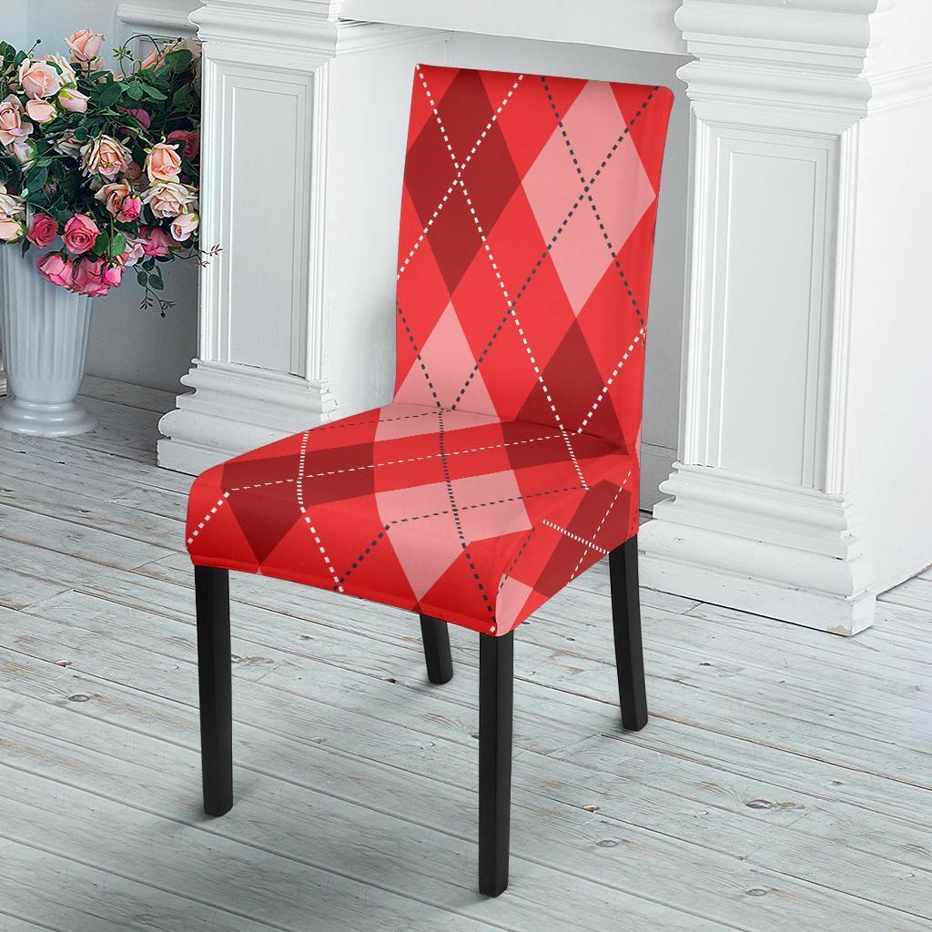 Argyle Red Pattern Print Chair Cover-grizzshop