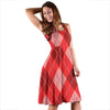 Argyle Red Pattern Print Dress-grizzshop