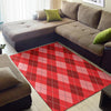 Argyle Red Pattern Print Floor Mat-grizzshop