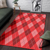 Argyle Red Pattern Print Floor Mat-grizzshop