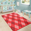 Argyle Red Pattern Print Floor Mat-grizzshop