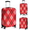 Argyle Red Pattern Print Luggage Cover Protector-grizzshop