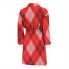 Argyle Red Pattern Print Men Long Robe-grizzshop