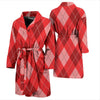 Argyle Red Pattern Print Men Long Robe-grizzshop