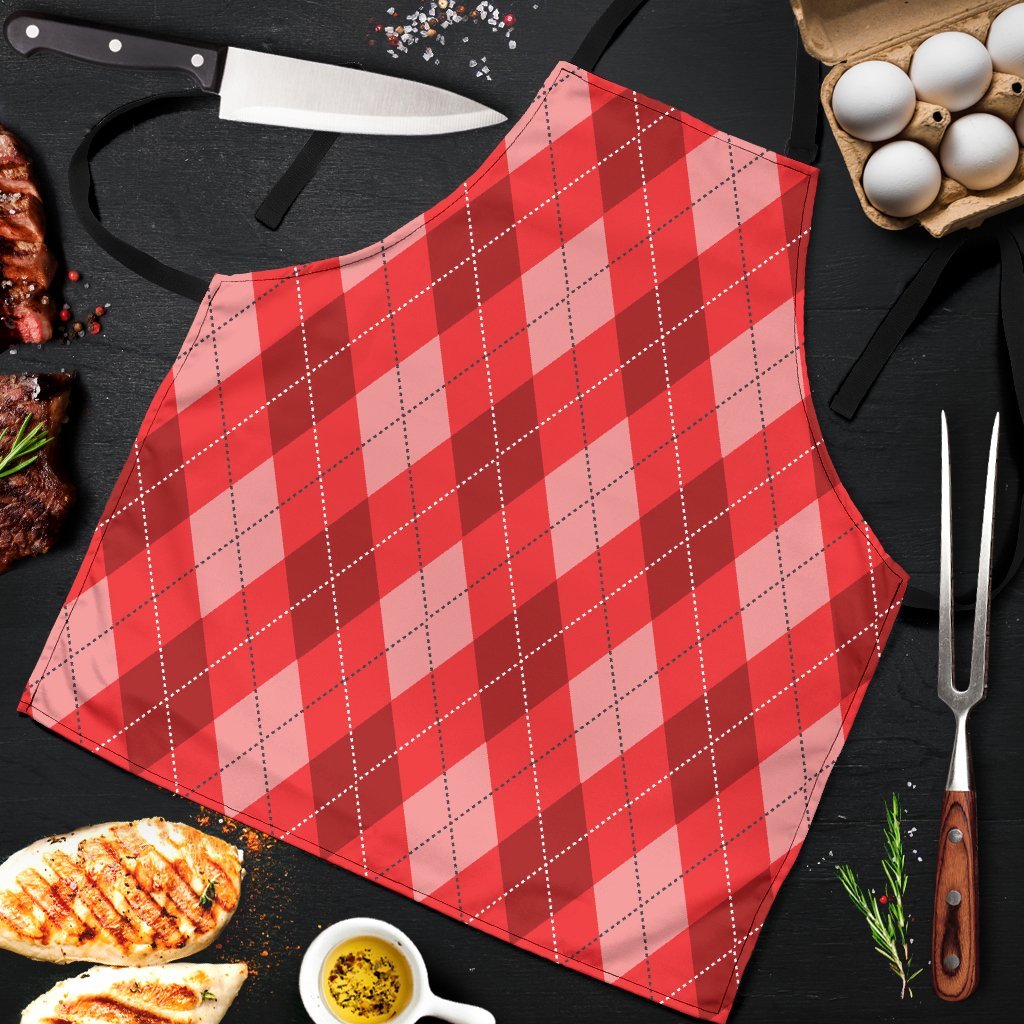 Argyle Red Pattern Print Men's Apron-grizzshop