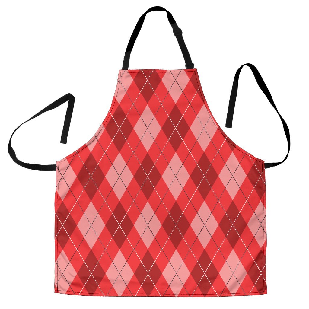 Argyle Red Pattern Print Men's Apron-grizzshop
