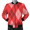 Argyle Red Pattern Print Men's Bomber Jacket-grizzshop