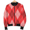 Argyle Red Pattern Print Men's Bomber Jacket-grizzshop