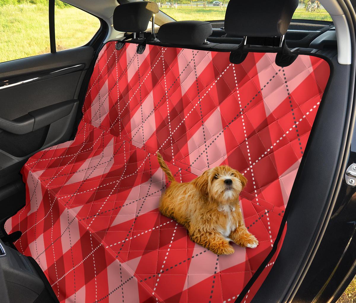 Argyle Red Pattern Print Pet Car Seat Cover-grizzshop