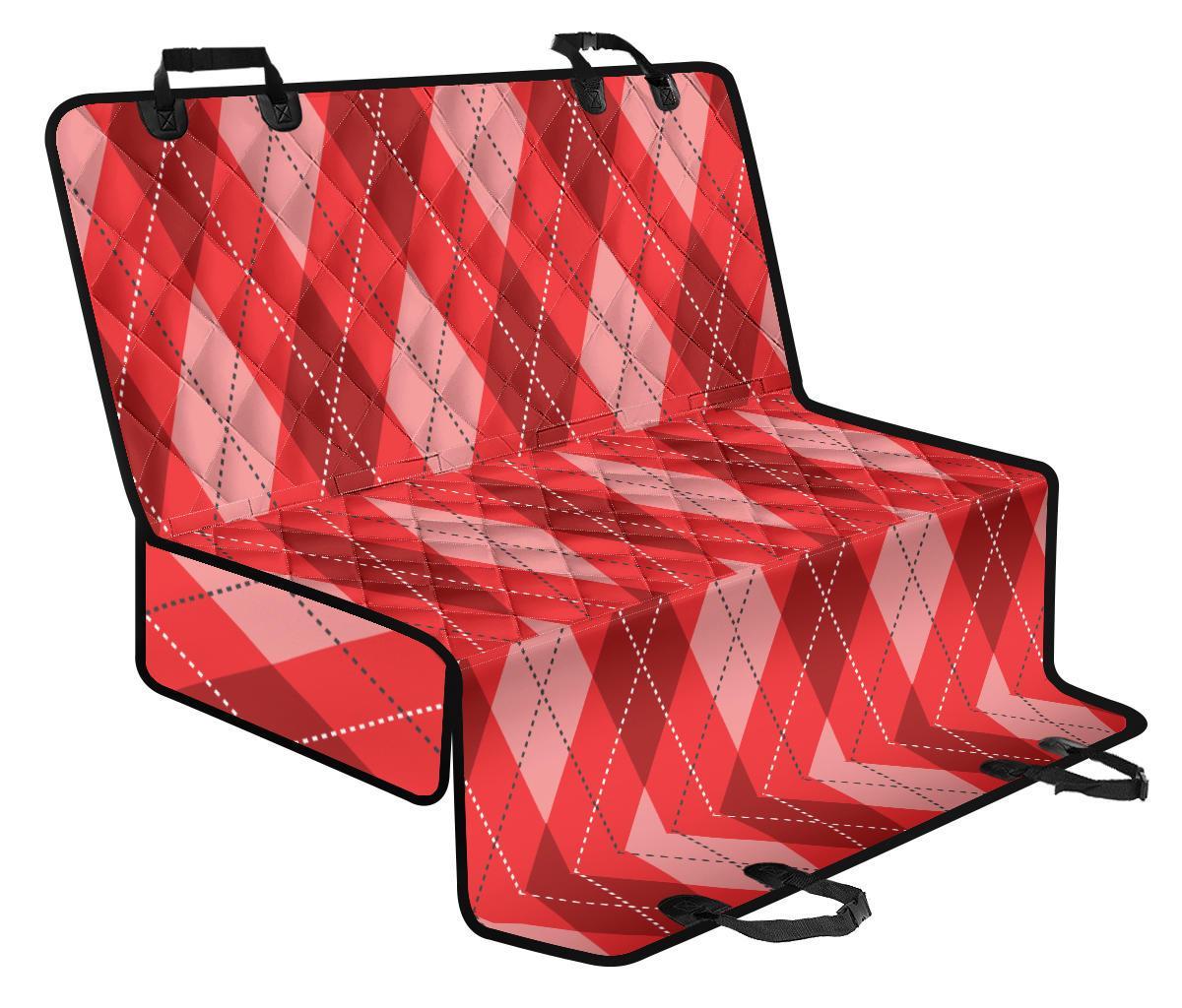 Argyle Red Pattern Print Pet Car Seat Cover-grizzshop