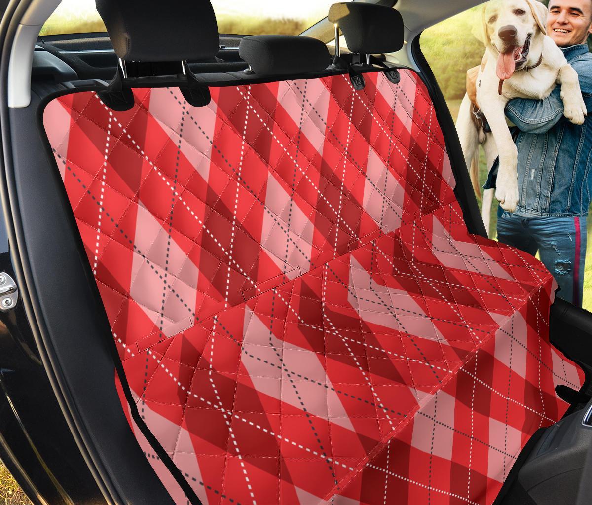 Argyle Red Pattern Print Pet Car Seat Cover-grizzshop