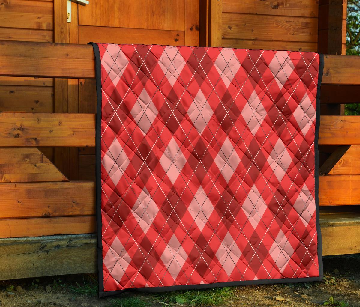 Argyle Red Pattern Print Quilt-grizzshop