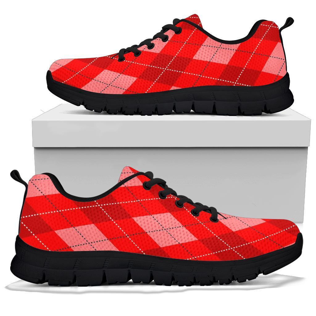 Argyle Red Pattern Print Sneaker Shoes For Men Women-grizzshop