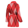 Argyle Red Pattern Print Women Long Robe-grizzshop