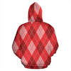 Argyle Red Pattern Print Women Men Pullover Hoodie-grizzshop