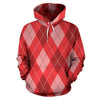 Argyle Red Pattern Print Women Men Pullover Hoodie-grizzshop