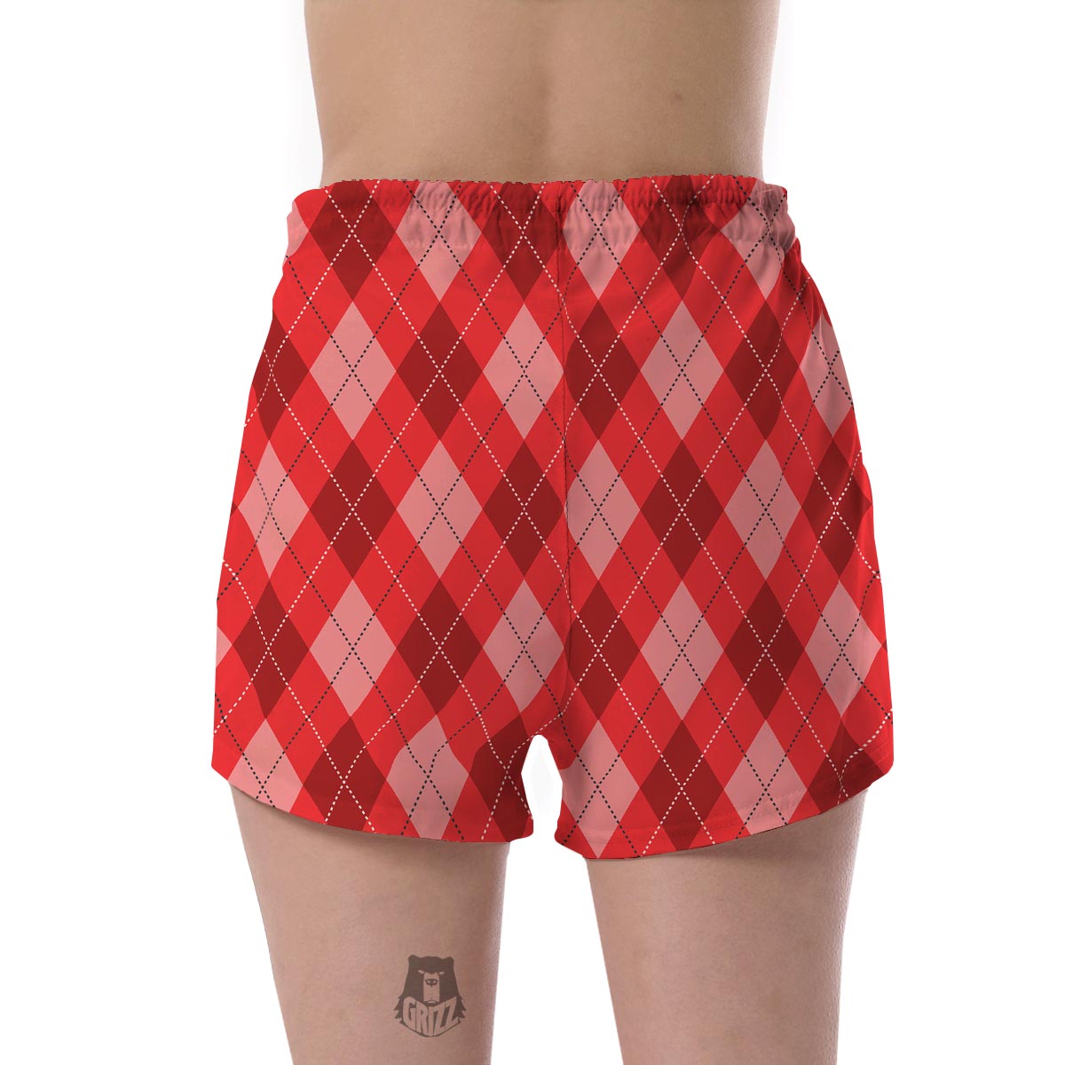 Argyle Red Pattern Print Women's Shorts-grizzshop