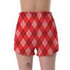 Argyle Red Pattern Print Women's Shorts-grizzshop