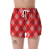 Argyle Red Pattern Print Women's Shorts-grizzshop