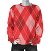 Argyle Red Pattern Print Women's Sweatshirt-grizzshop