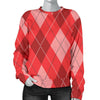 Argyle Red Pattern Print Women's Sweatshirt-grizzshop