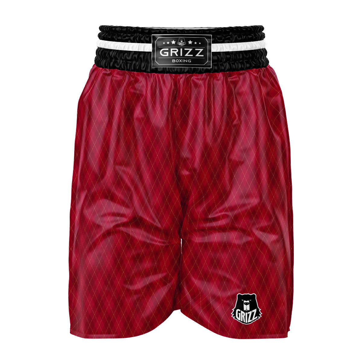 Argyle Red Print Pattern Boxing Shorts-grizzshop