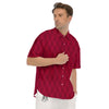 Argyle Red Print Pattern Men's Short Sleeve Shirts-grizzshop