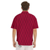 Argyle Red Print Pattern Men's Short Sleeve Shirts-grizzshop