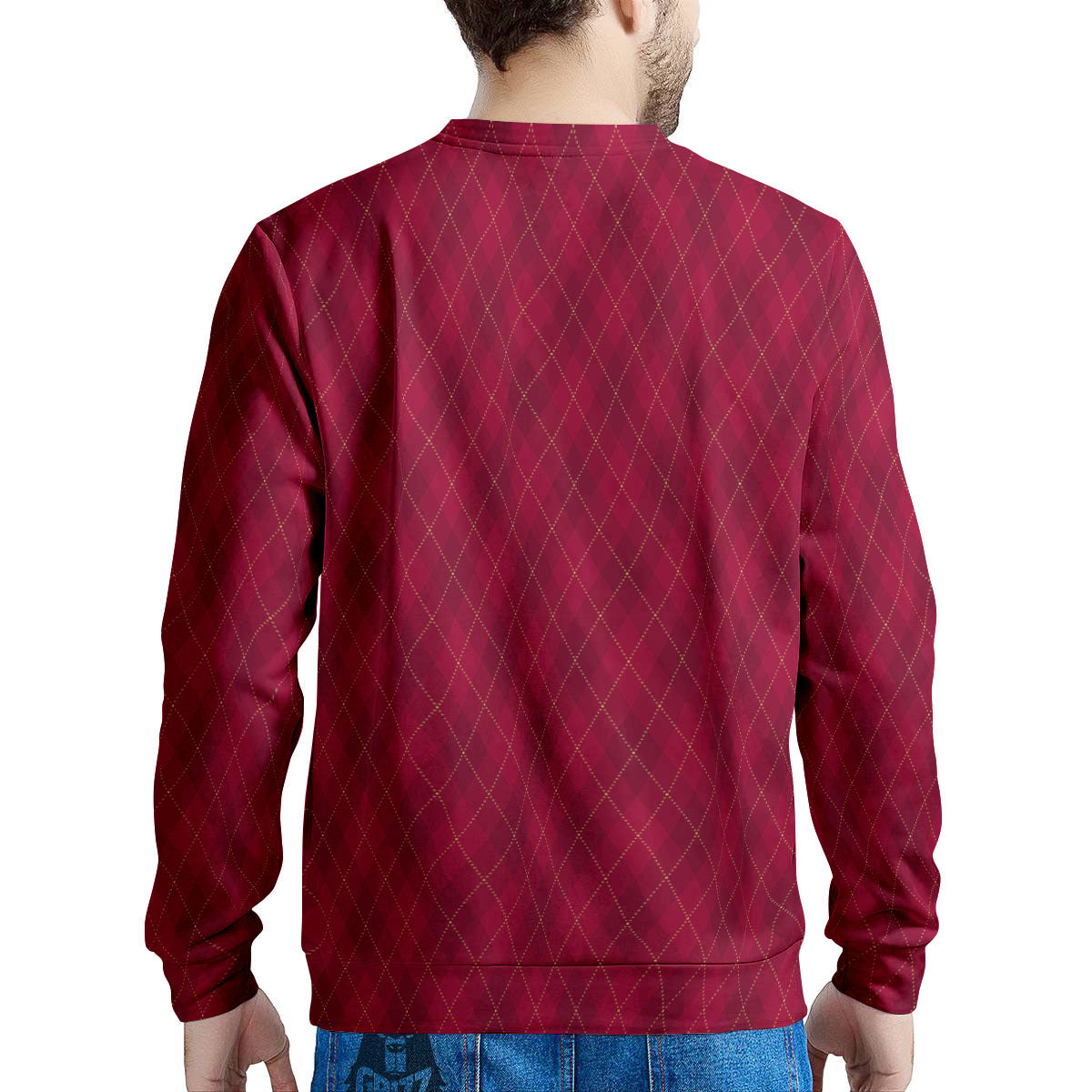 Argyle Red Print Pattern Men's Sweatshirt-grizzshop