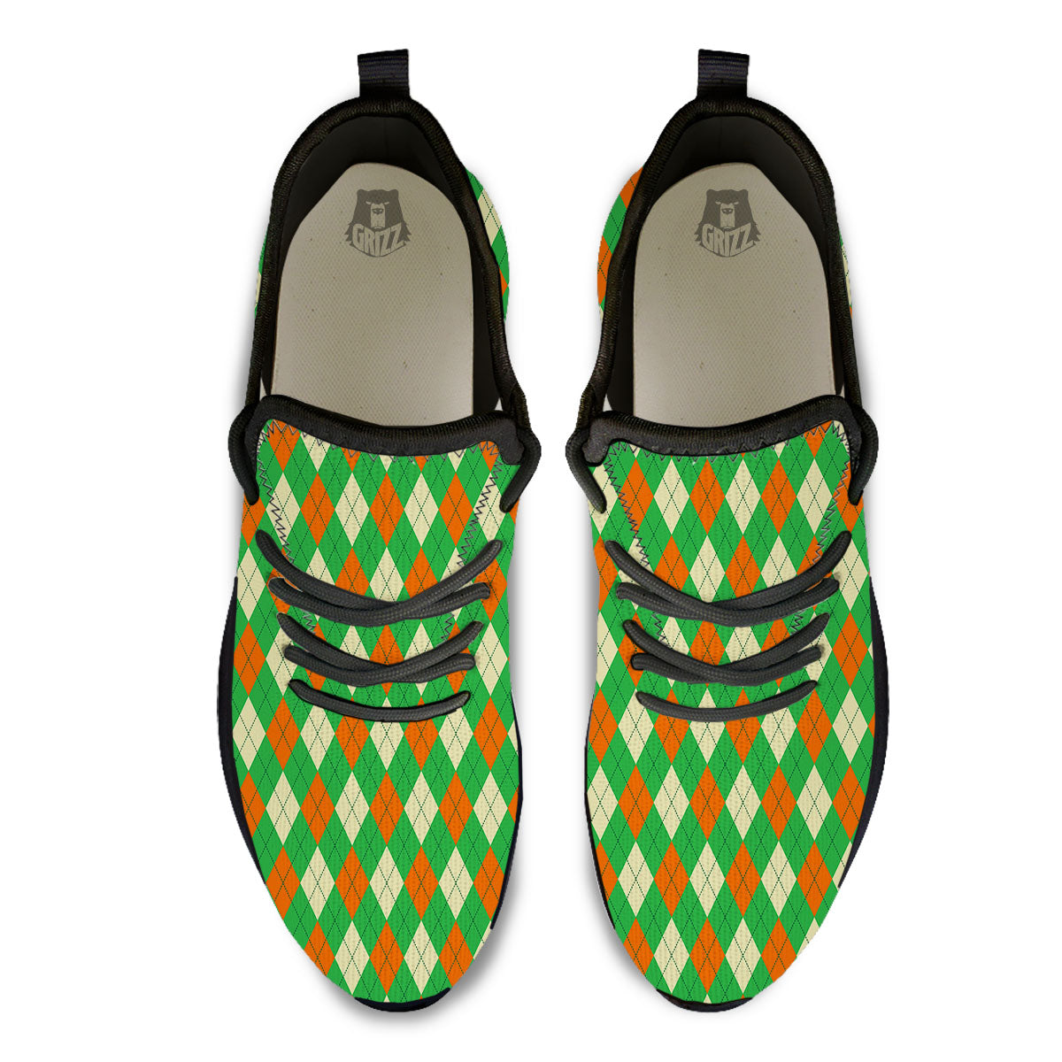 Argyle Saint Patrick's Day Print Pattern Black Athletic Shoes-grizzshop