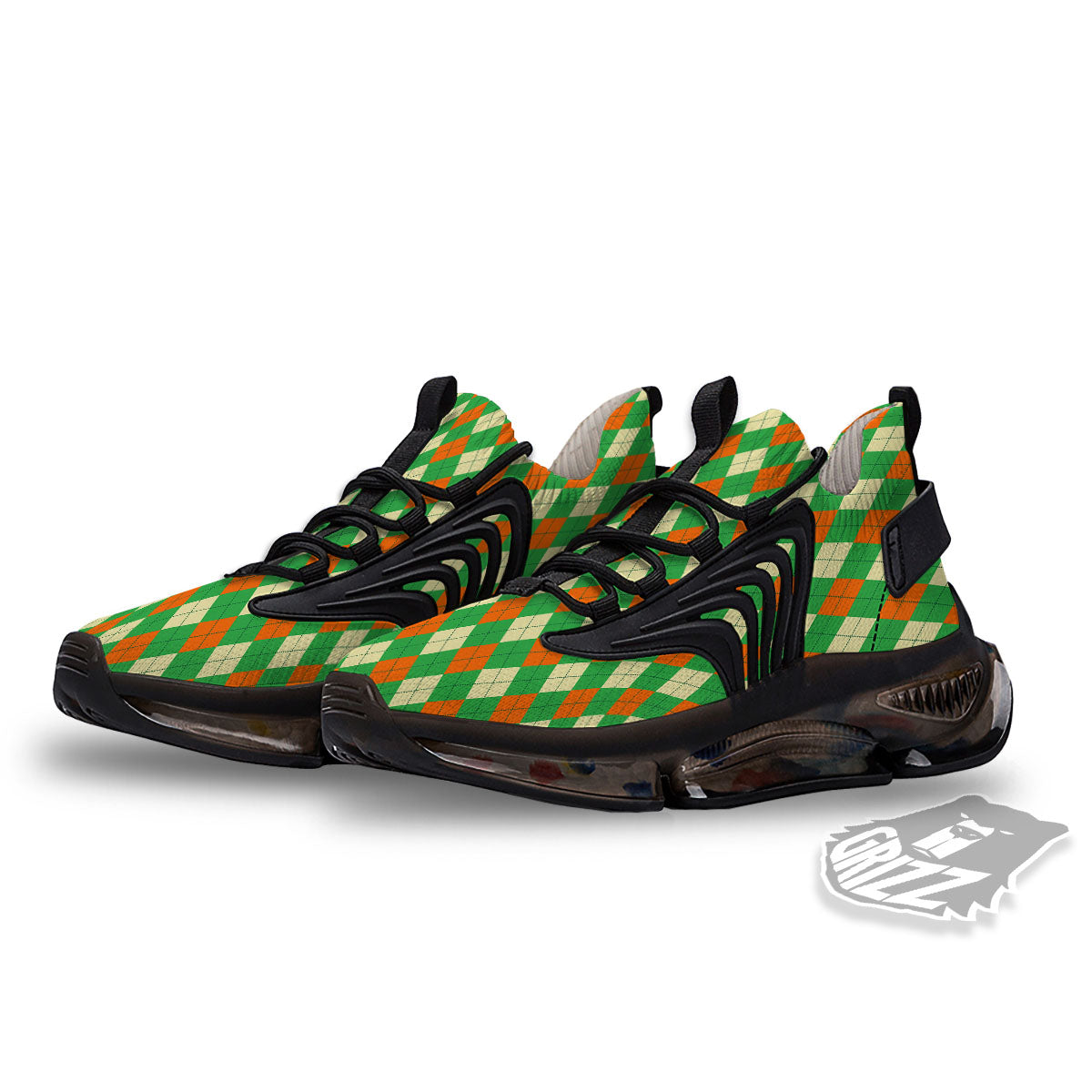 Argyle Saint Patrick's Day Print Pattern Black Gym Shoes-grizzshop