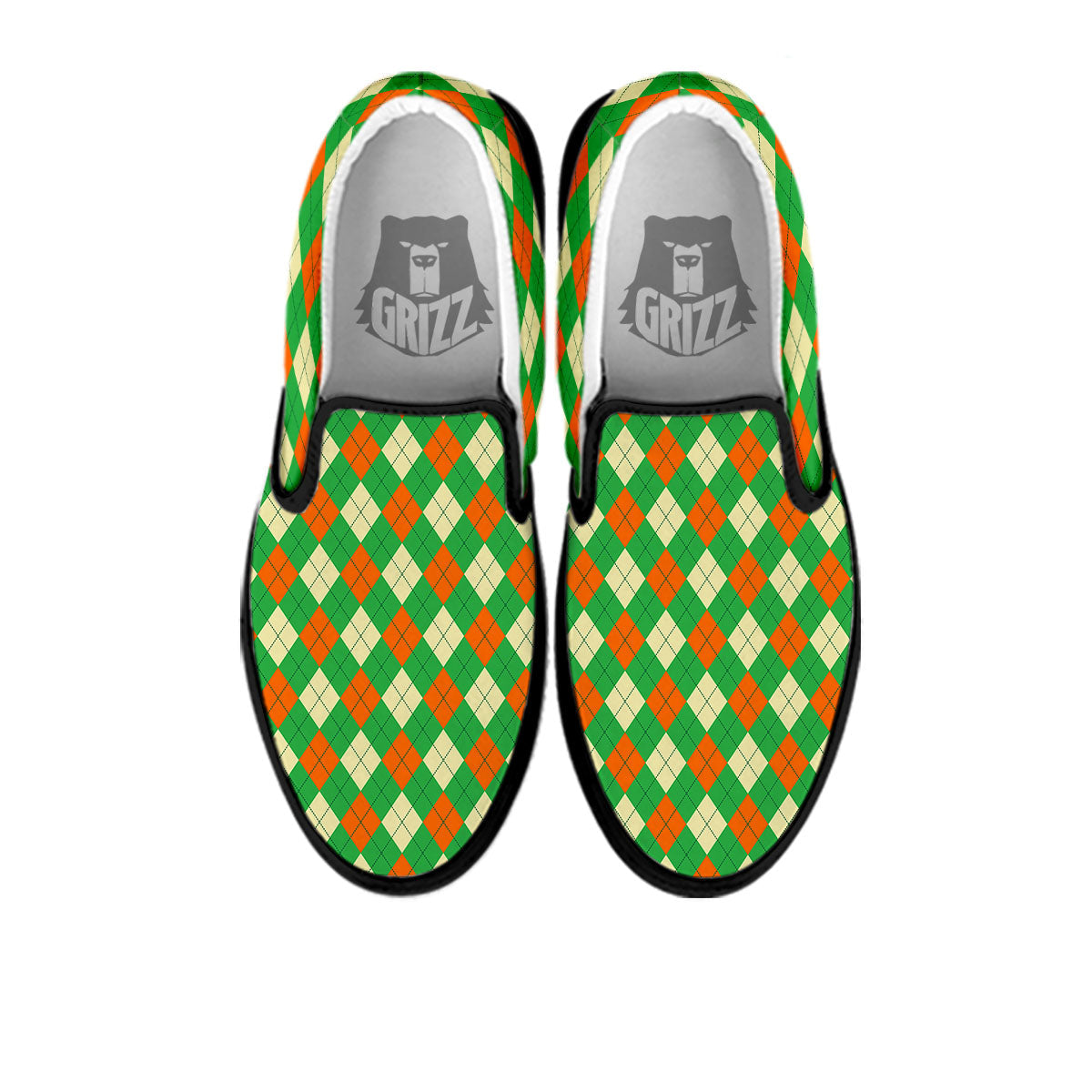 Argyle Saint Patrick's Day Print Pattern Black Slip On Shoes-grizzshop