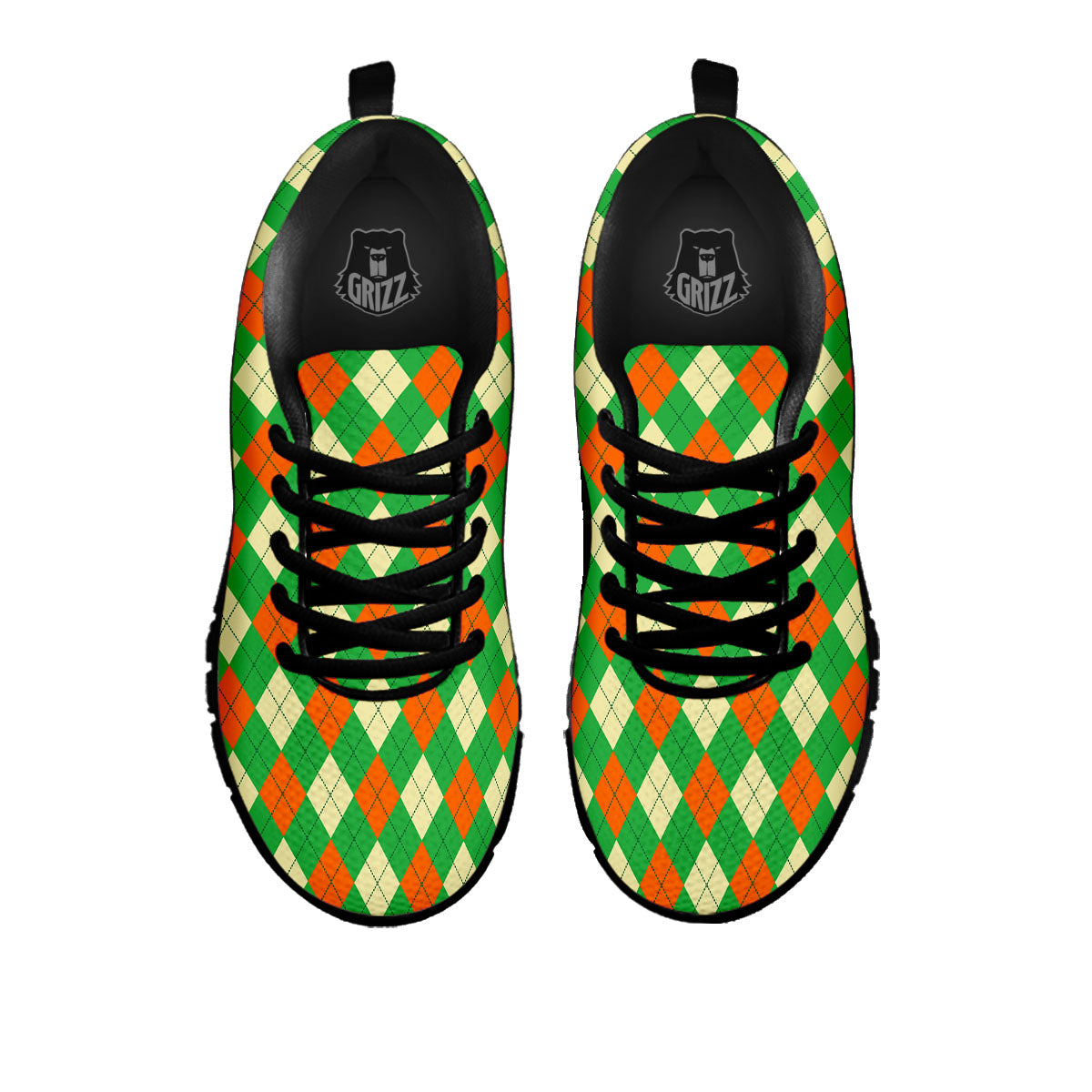 Argyle Saint Patrick's Day Print Pattern Black Sneaker-grizzshop