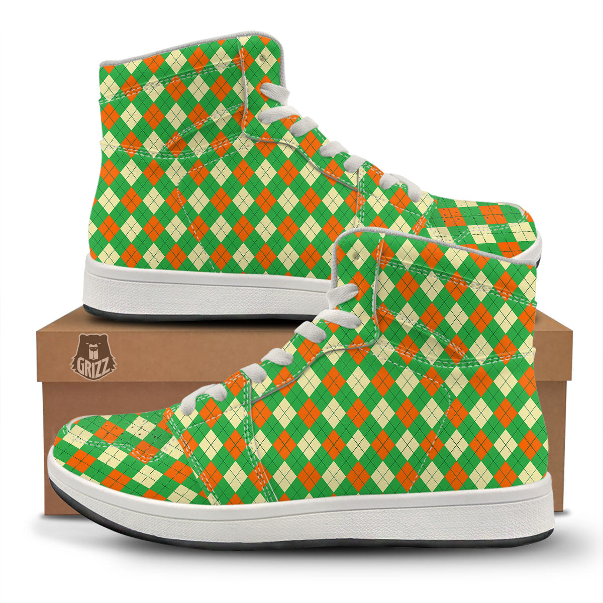 Argyle Saint Patrick's Day Print Pattern High Top Sneakers-grizzshop