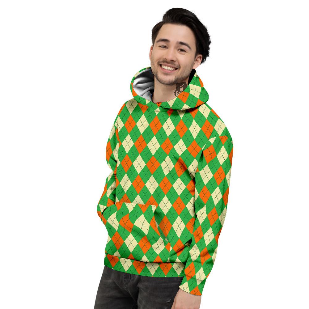 Argyle Saint Patrick's Day Print Pattern Men's Hoodie-grizzshop