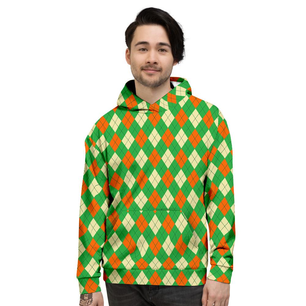 Argyle Saint Patrick's Day Print Pattern Men's Hoodie-grizzshop