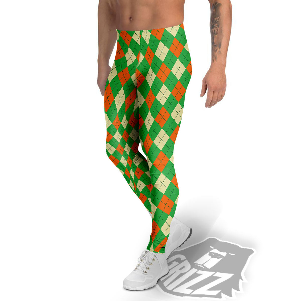 Argyle Saint Patrick's Day Print Pattern Men's Leggings-grizzshop