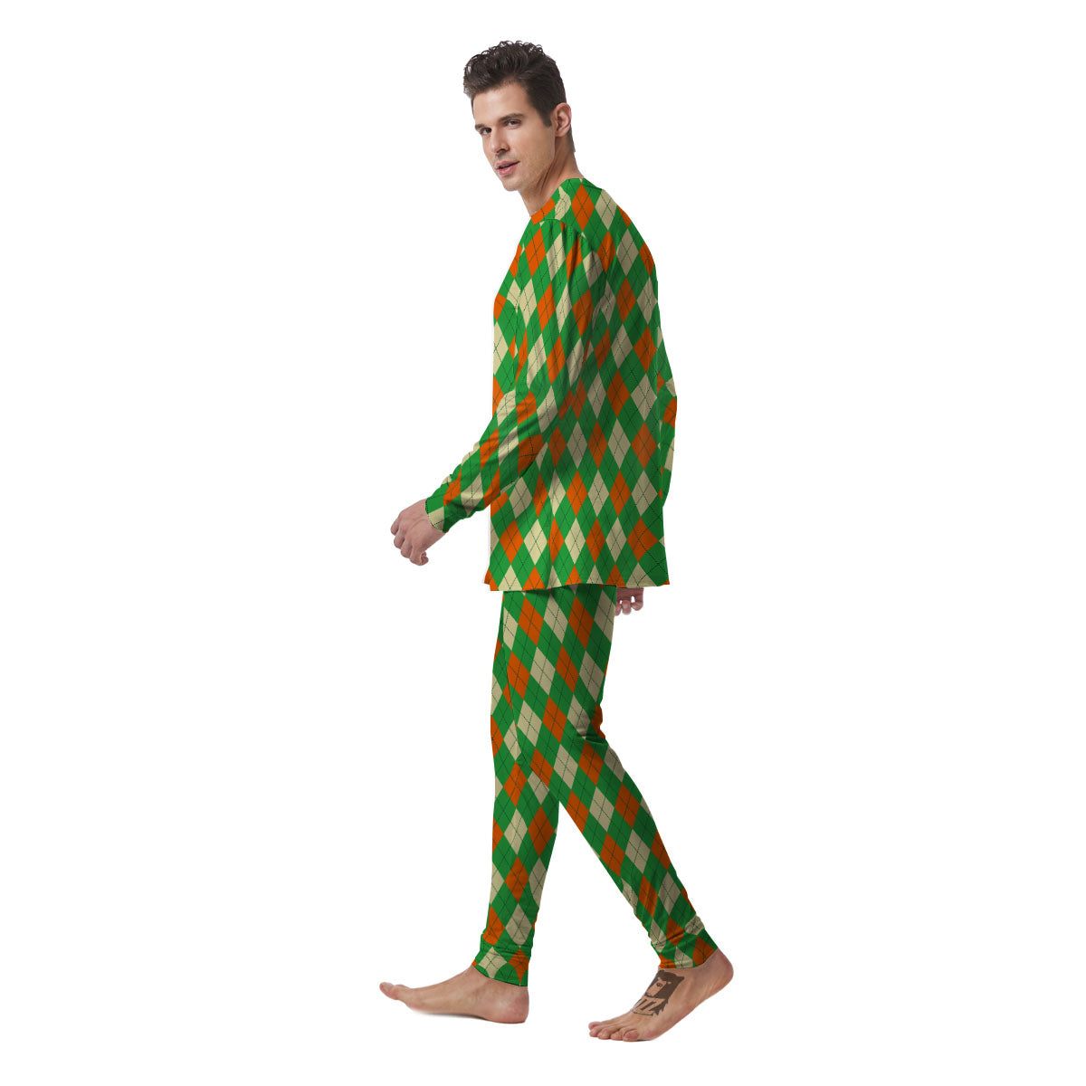 Argyle Saint Patrick's Day Print Pattern Men's Pajamas-grizzshop