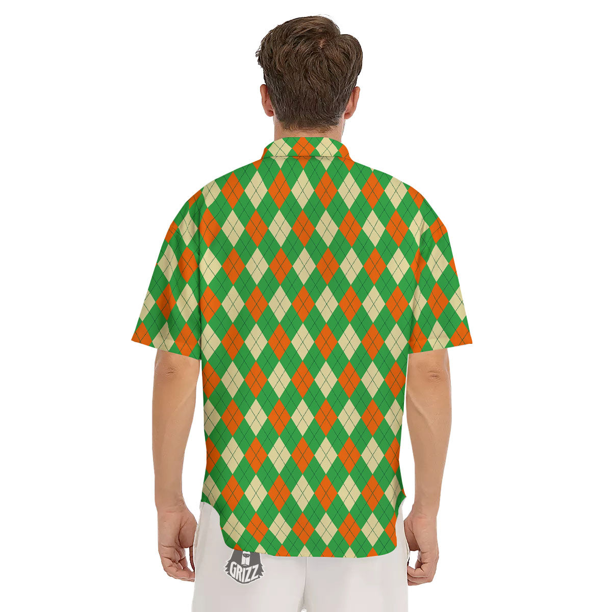 Argyle Saint Patrick's Day Print Pattern Men's Short Sleeve Shirts-grizzshop