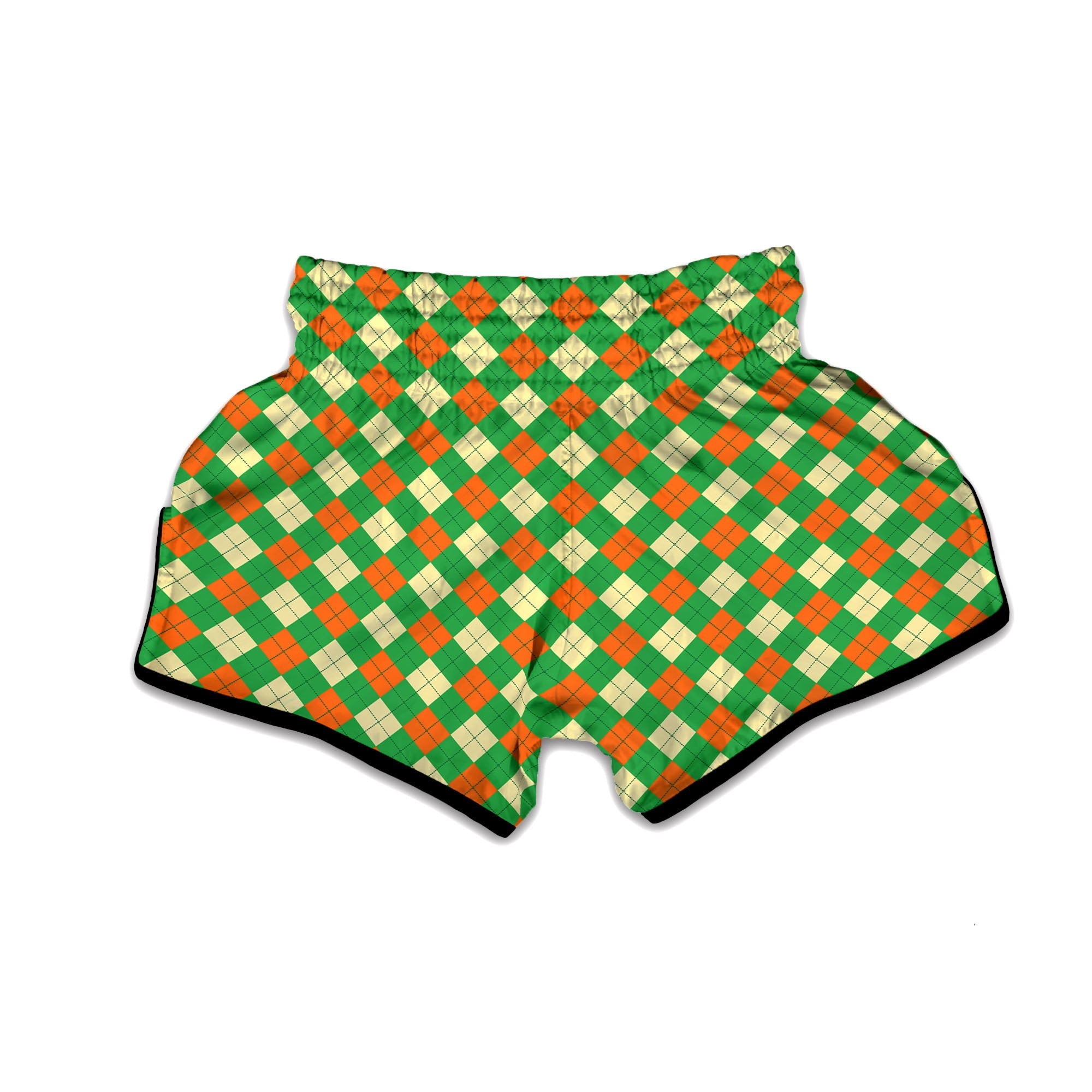 Argyle Saint Patrick's Day Print Pattern Muay Thai Boxing Shorts-grizzshop